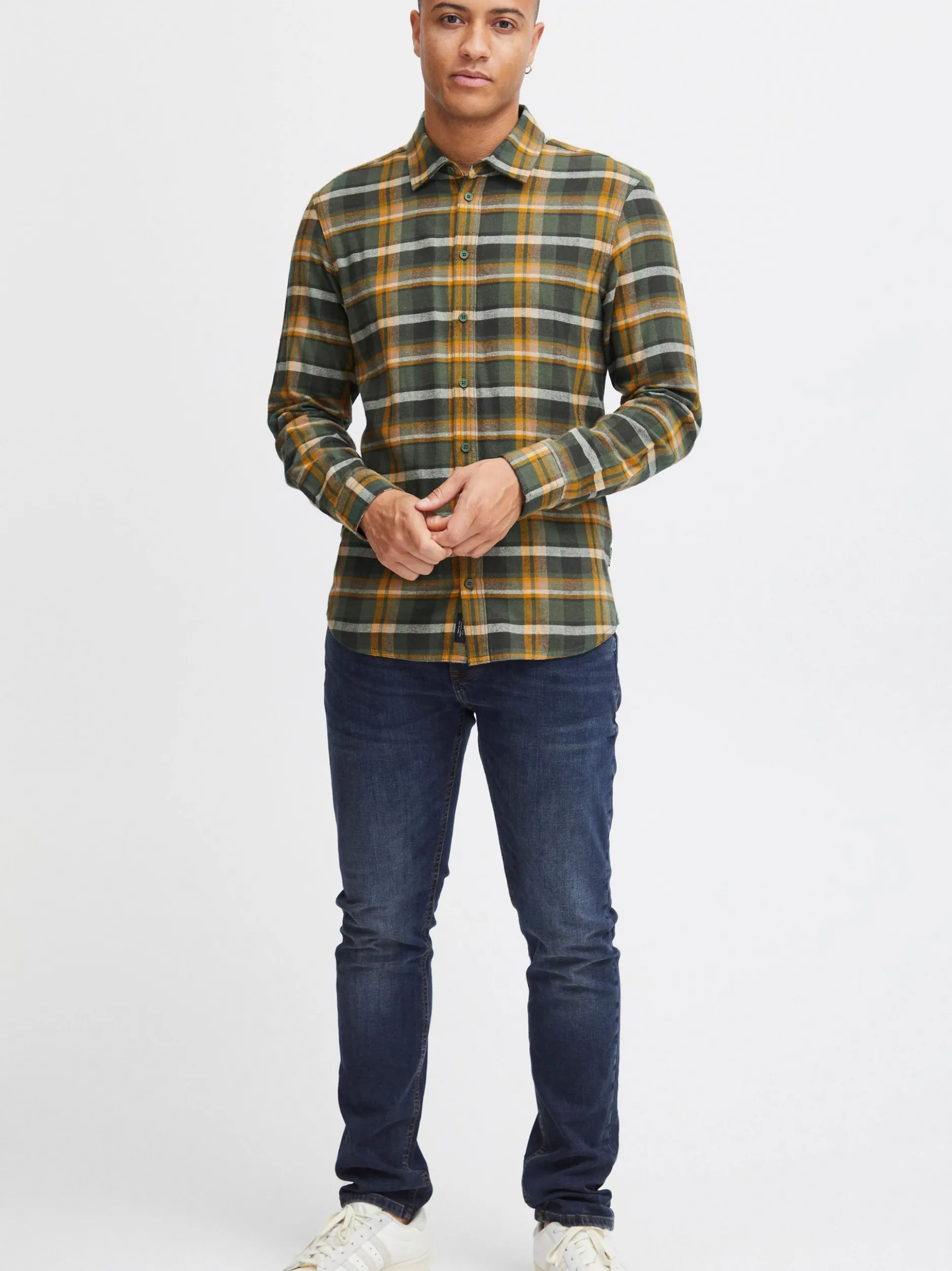 BLEND Herren Langarmhemd - BHShirt in grün