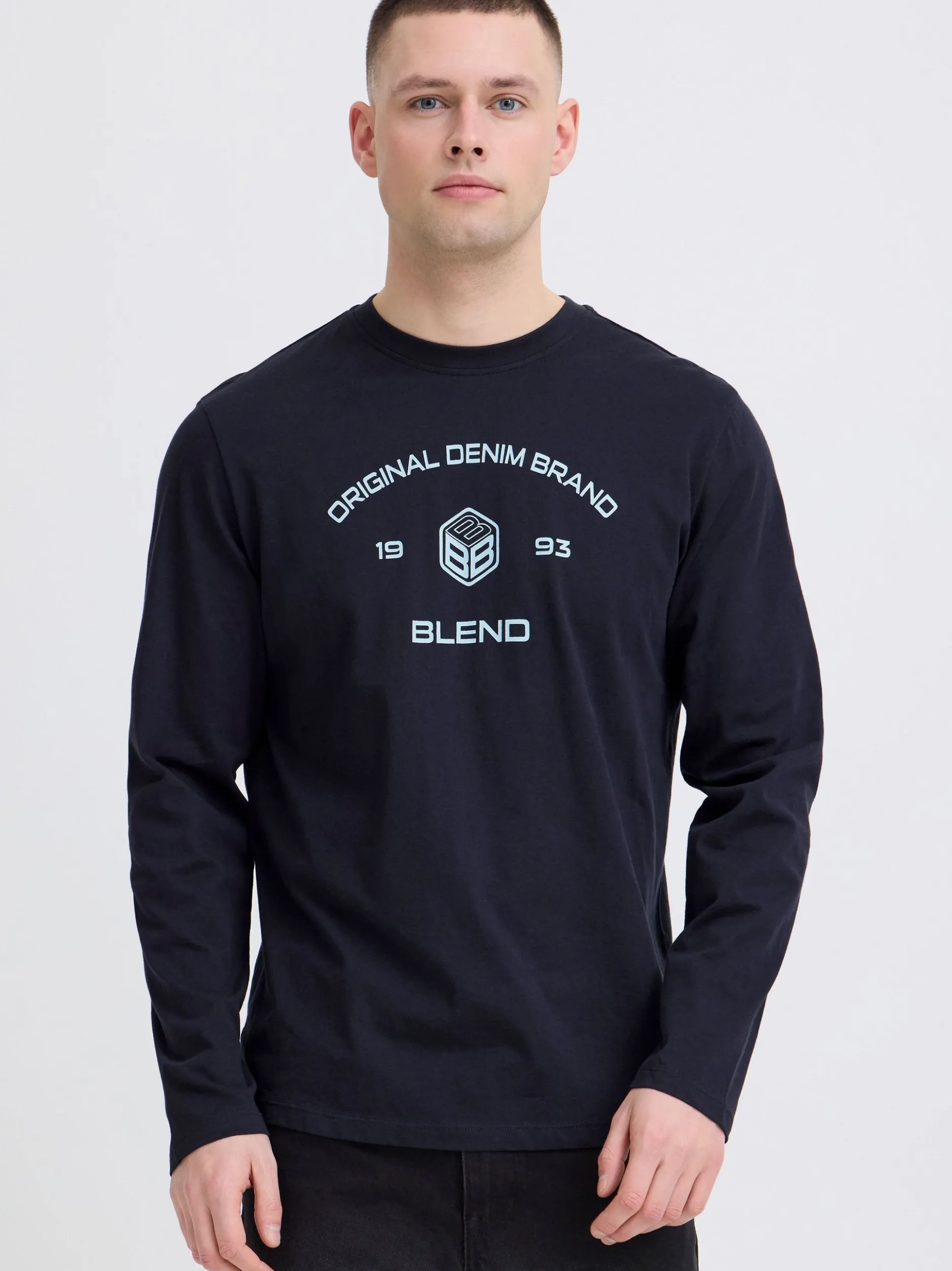 BLEND Herren Langarmshirt - BHKarson in blau