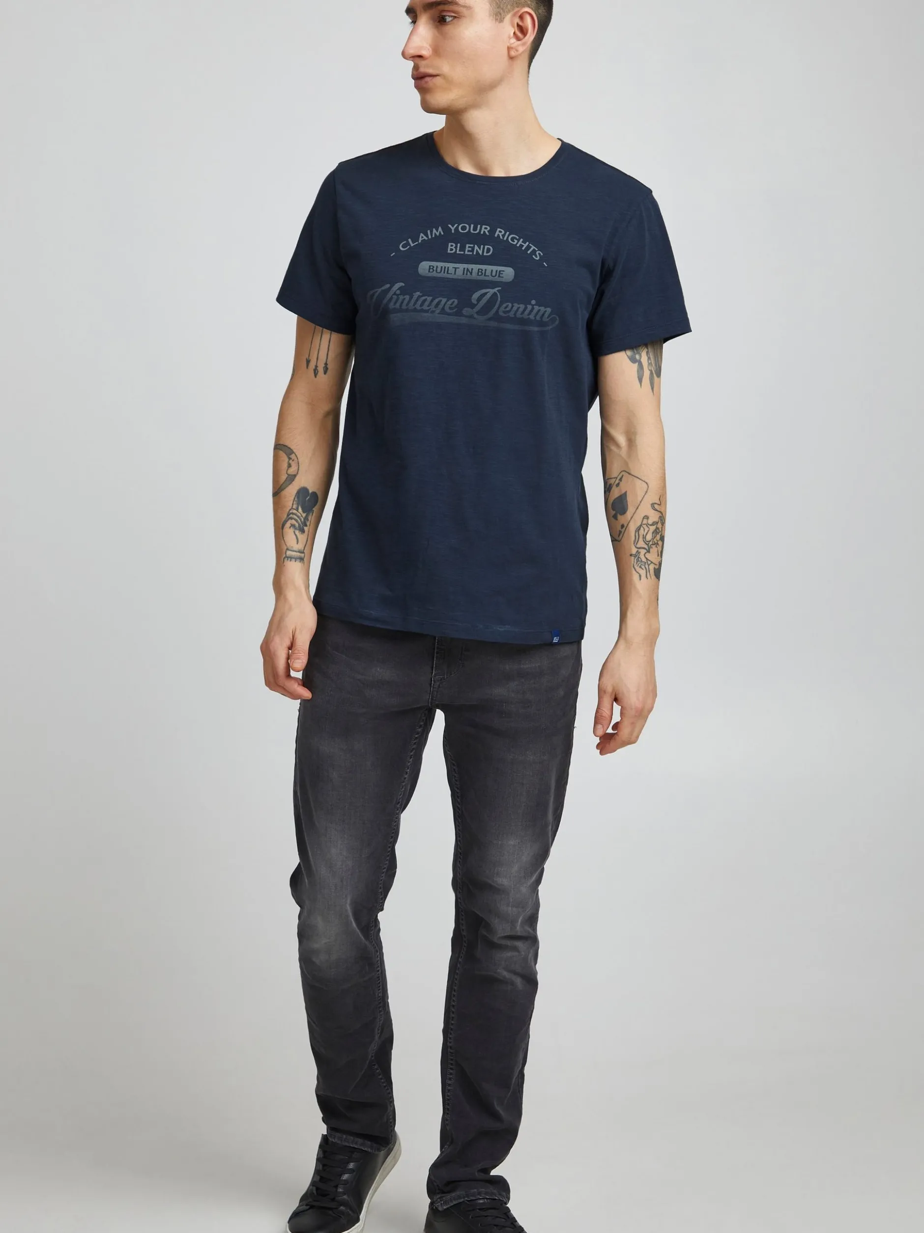 BLEND Herren Print-Shirt - BHPillo in blau