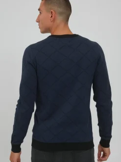 BLEND Herren Rundhalspullover - BHNison in blau