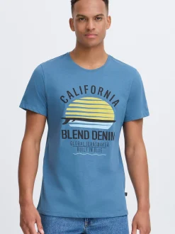 BLEND Herren Rundhalsshirt - BHCalifo in blau