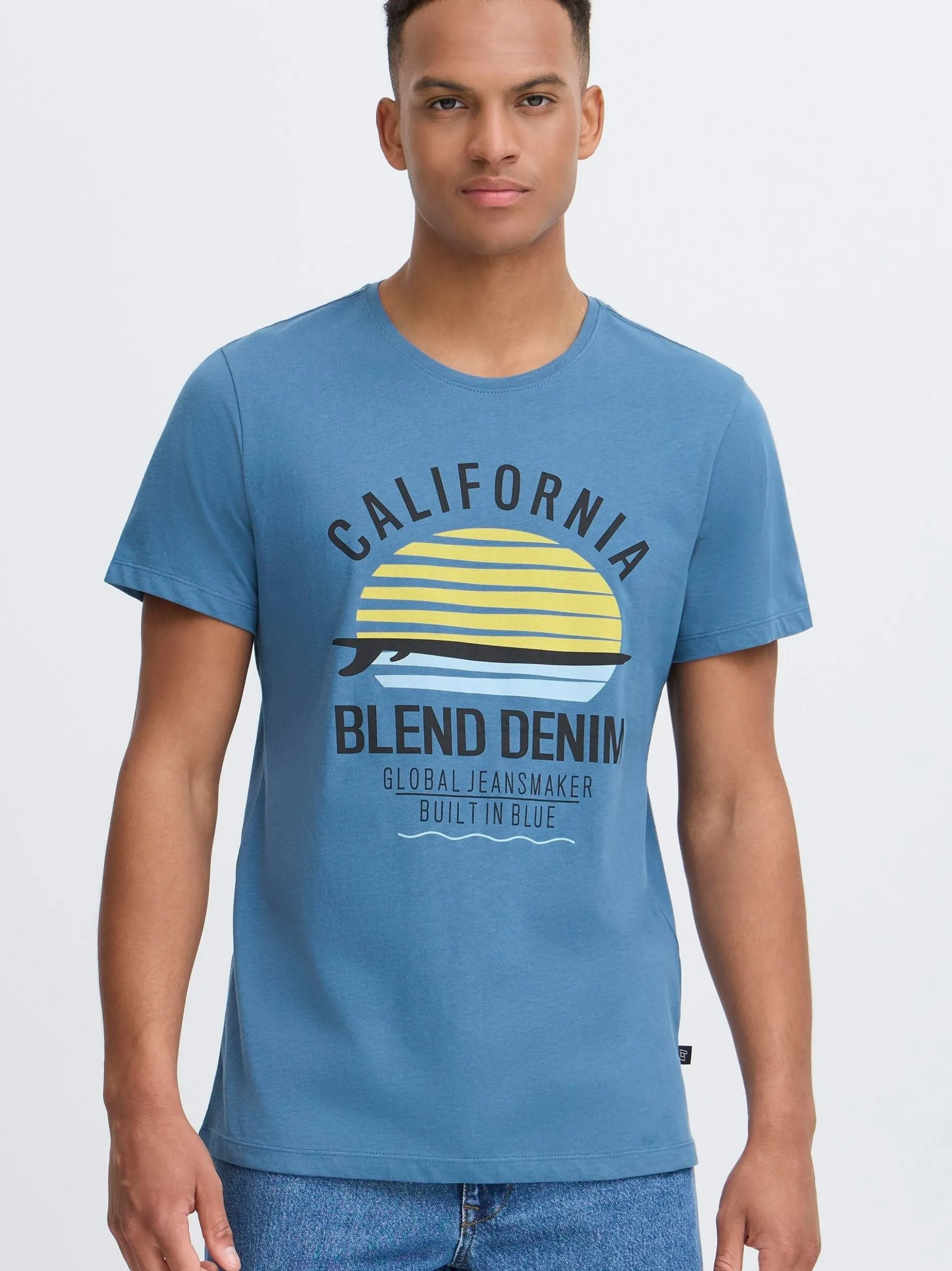BLEND Herren Rundhalsshirt - BHCalifo in blau