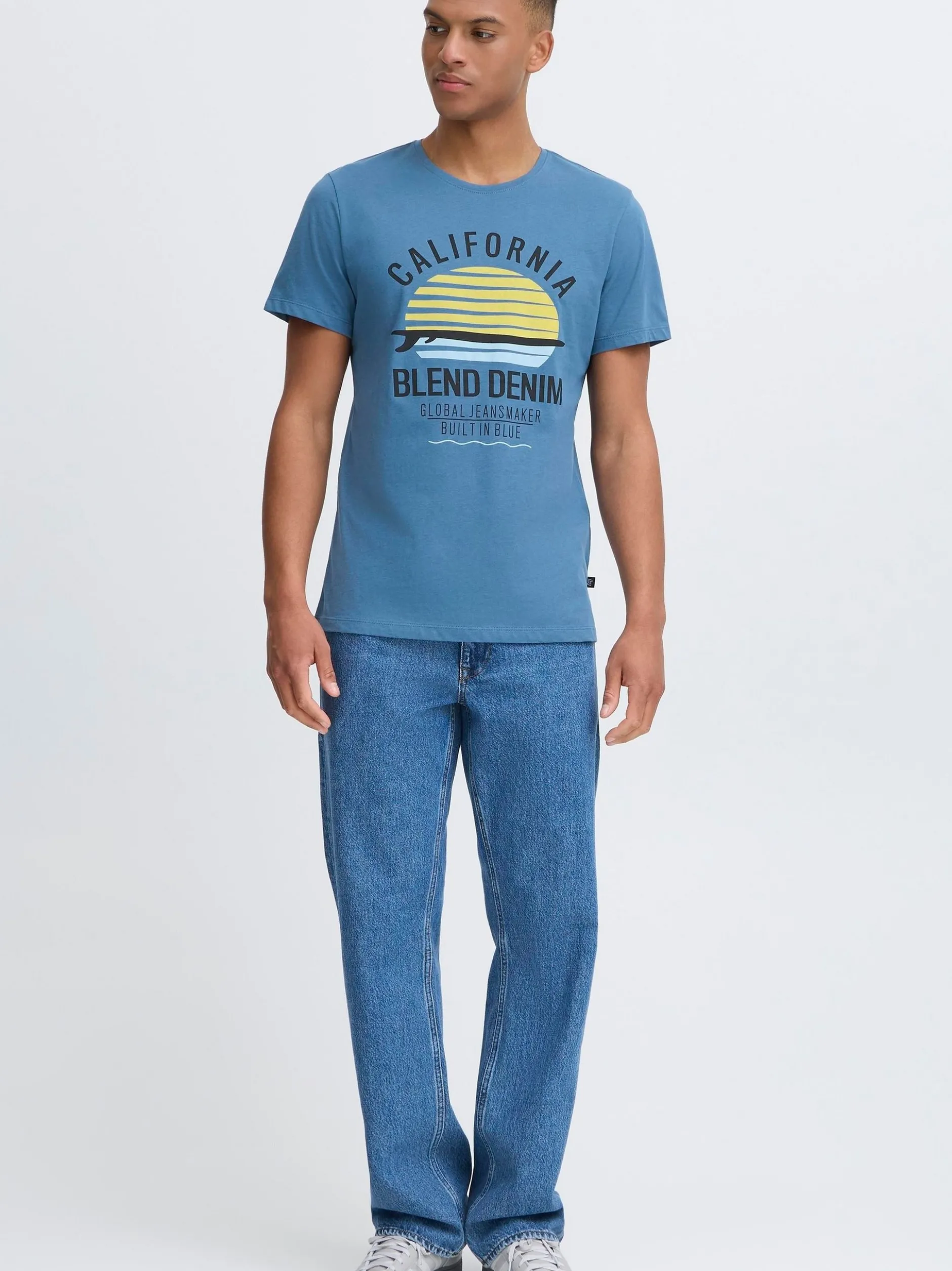BLEND Herren Rundhalsshirt - BHCalifo in blau