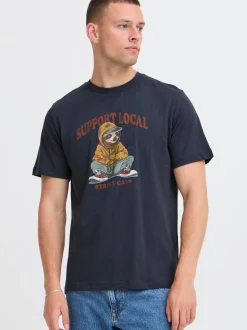 BLEND Herren Rundhalsshirt - BHIrving in blau