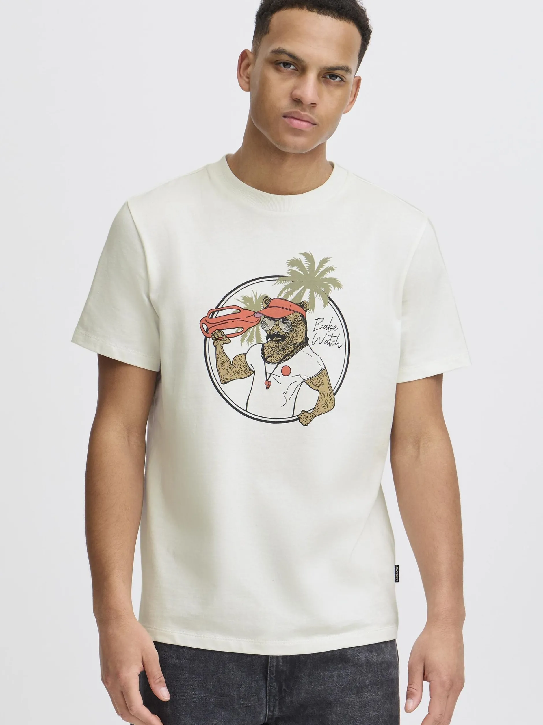 BLEND Herren Rundhalsshirt - BHJerron in weiß