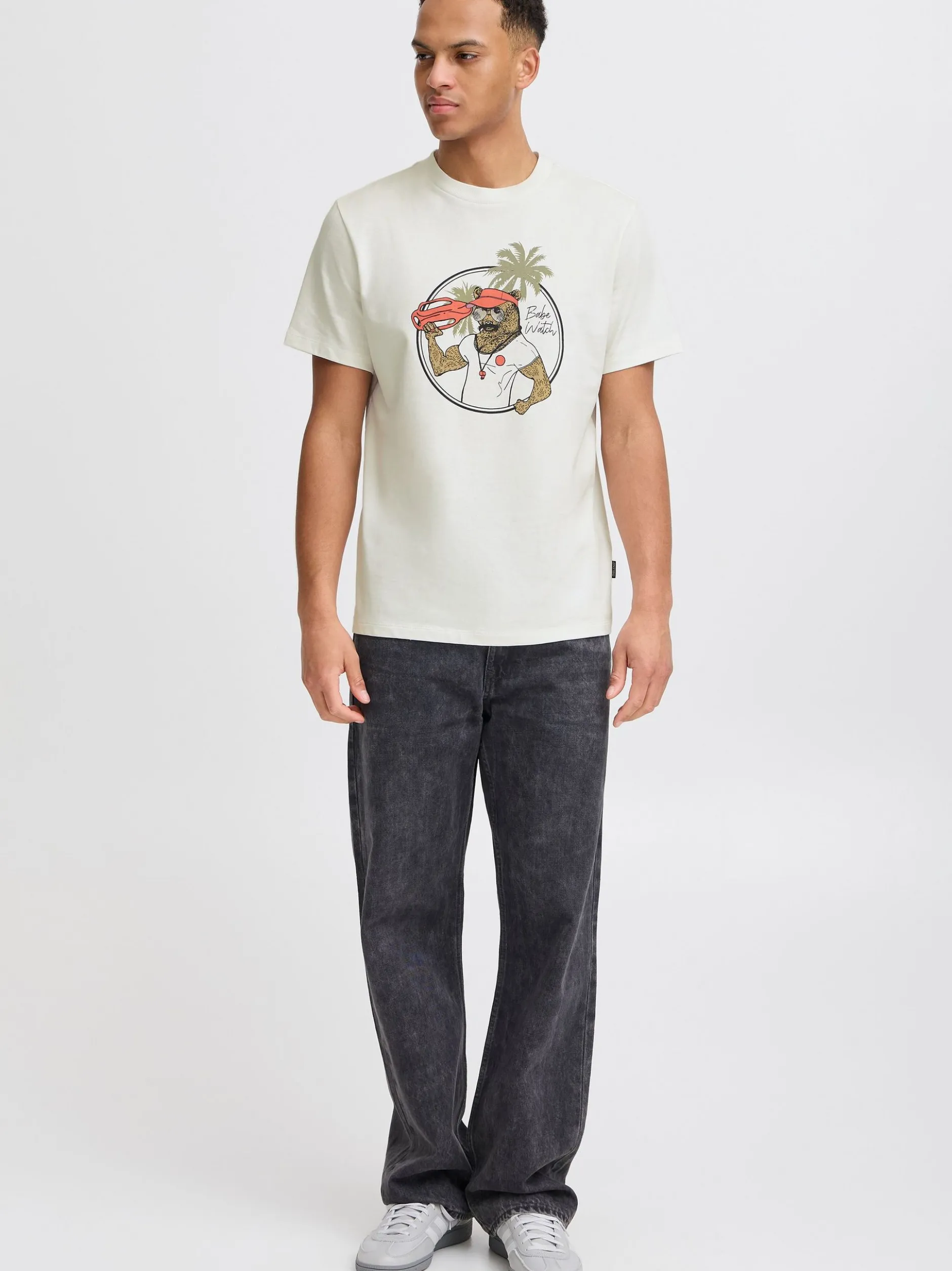 BLEND Herren Rundhalsshirt - BHJerron in weiß