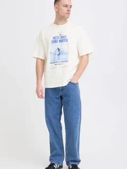 BLEND Herren Rundhalsshirt - BHKyros Graphic in weiß