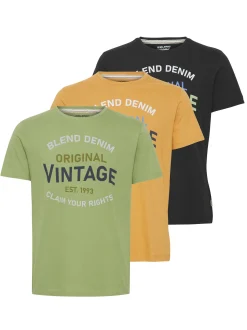 BLEND Herren T-Shirt - BHTee 3er-Pack in grün