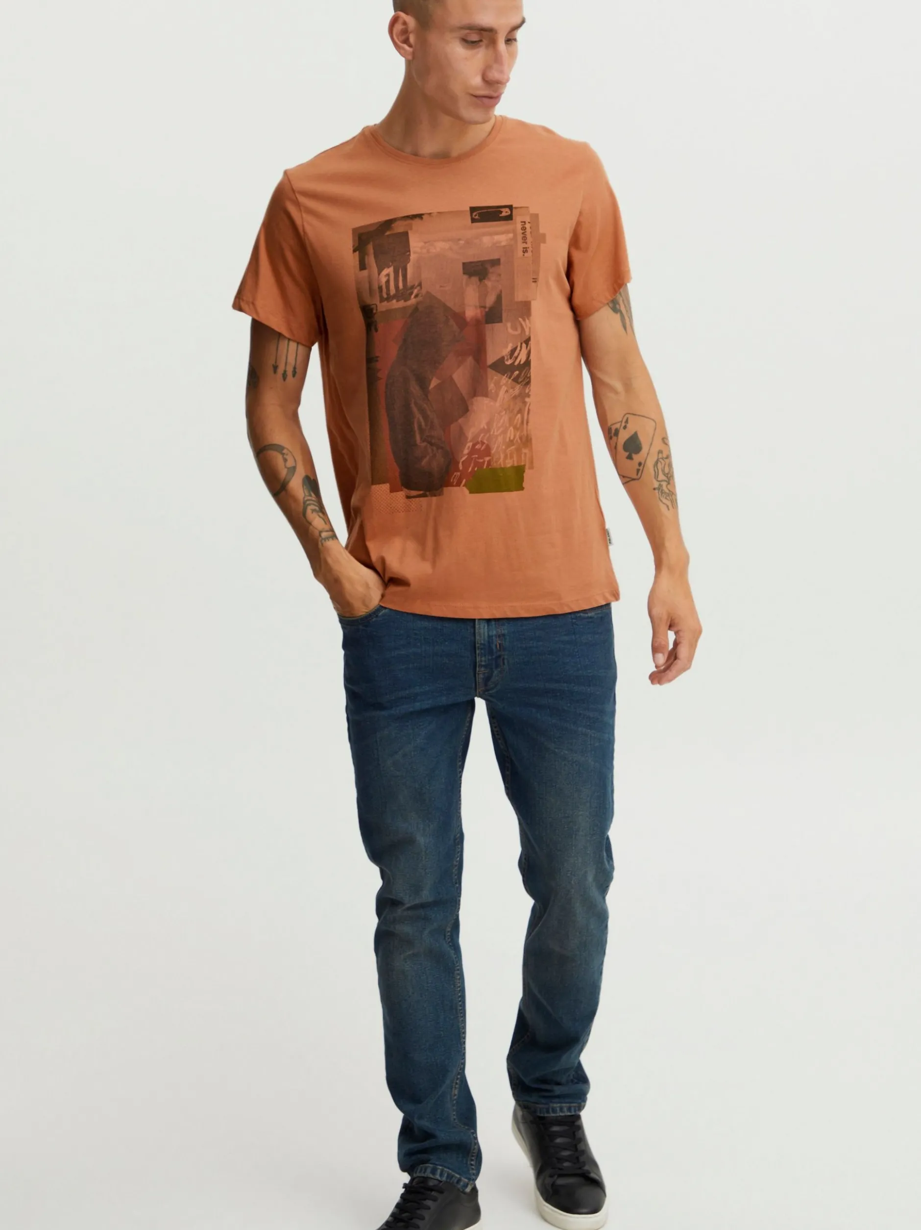 BLEND Herren T-Shirt BHTee in rot - Ausschnitt: Rundhals
