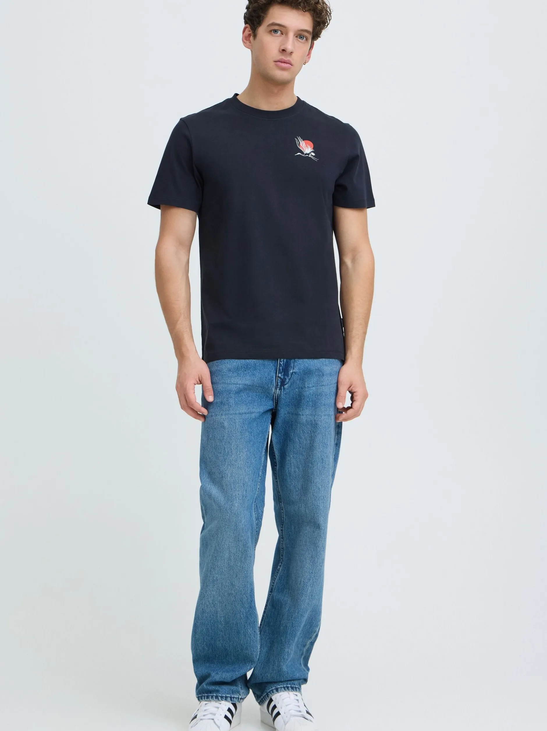 BLEND Herren T-Shirt in beige schwarz