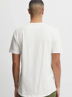 BLEND Herren T-Shirt in weiß - Ausschnitt: Rundhals