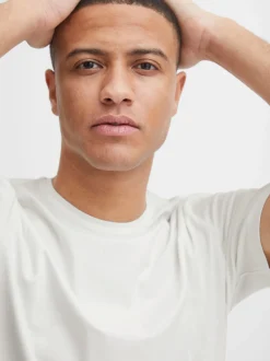 BLEND Herren T-Shirt in weiß - Ausschnitt: Rundhals