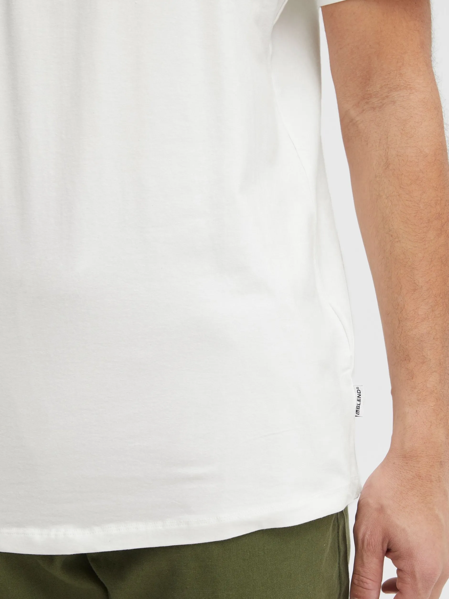 BLEND Herren T-Shirt in weiß - Ausschnitt: Rundhals