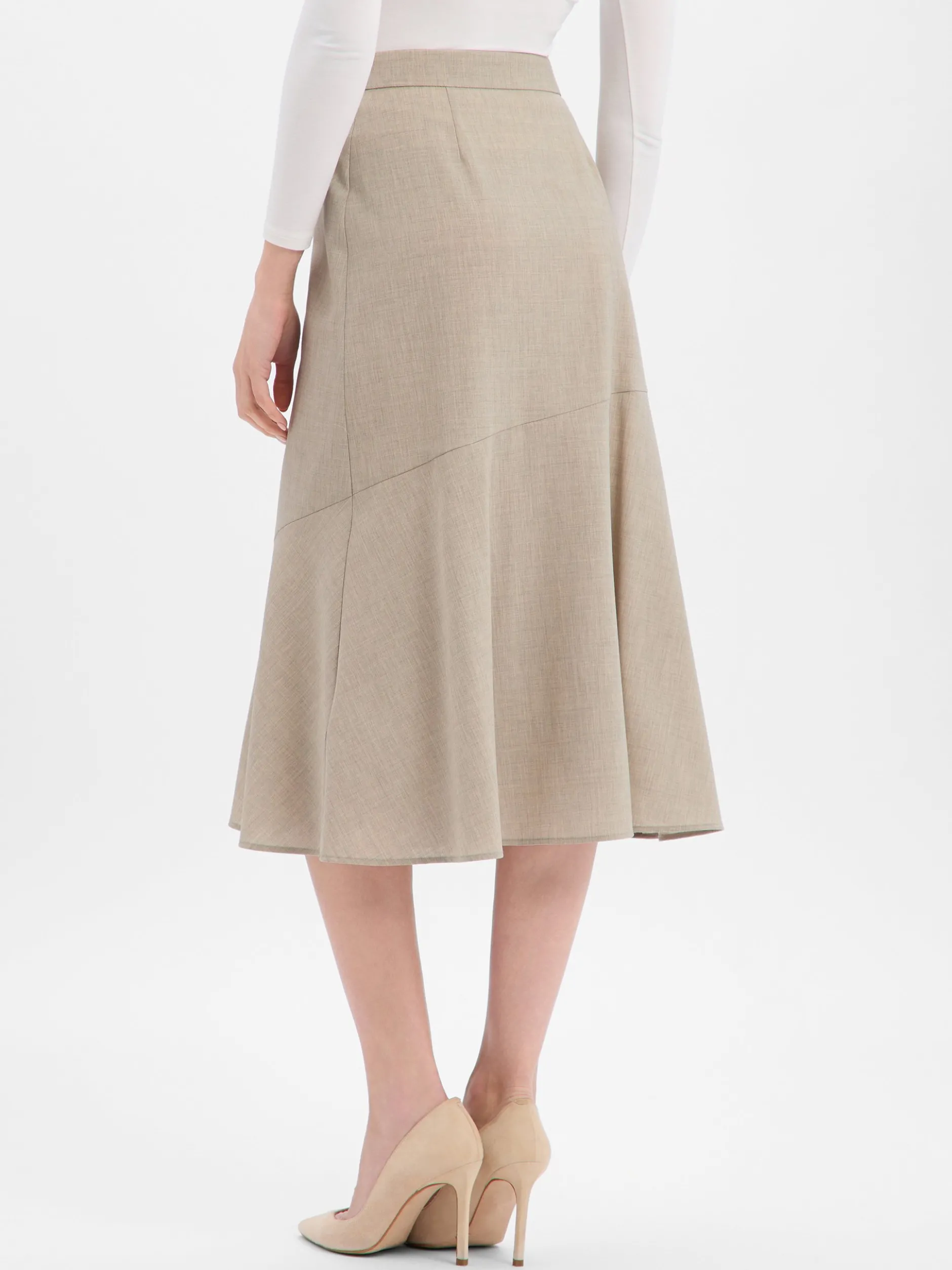 BOSS Damen Midirock aus Schurwolle - Vuleran in beige