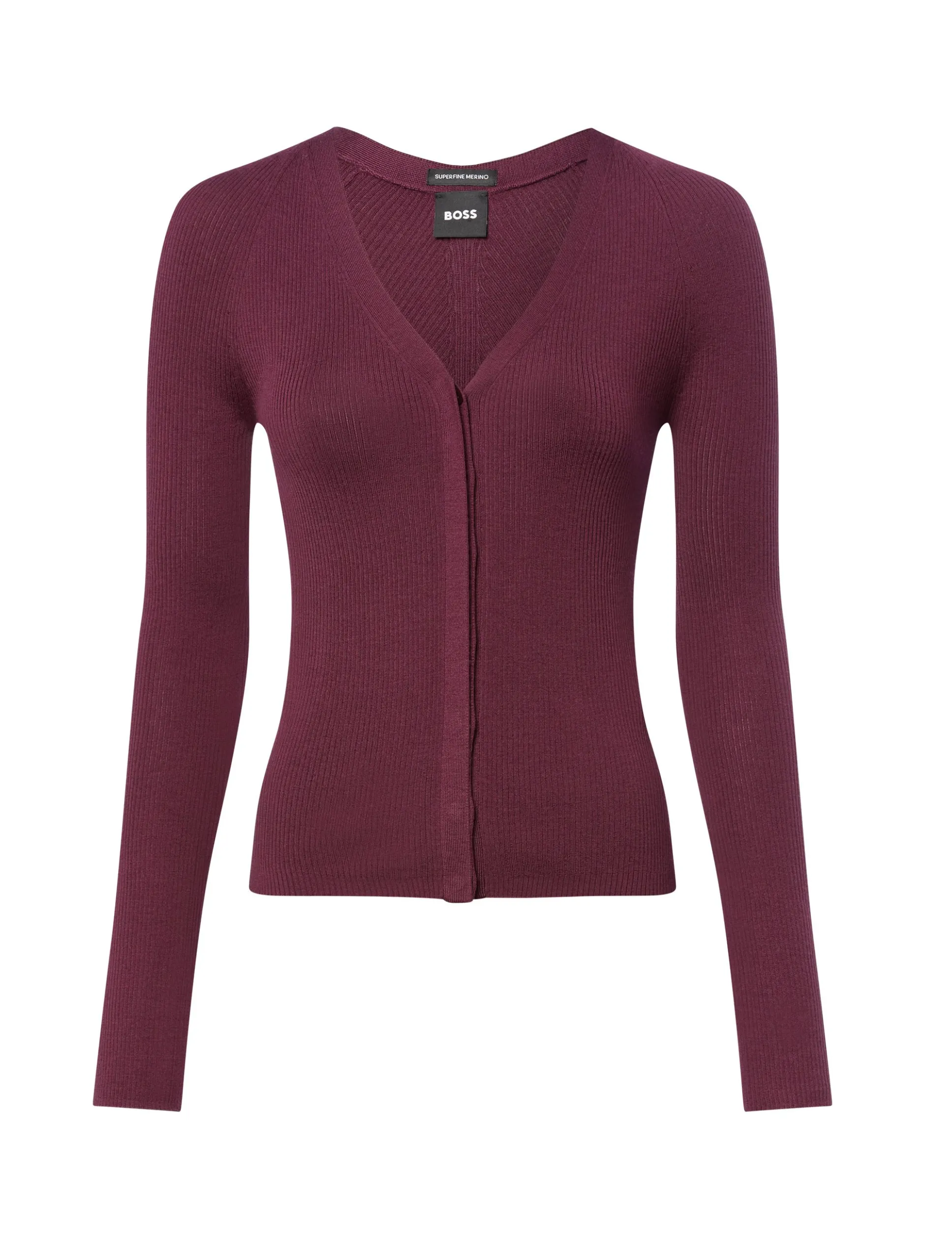 BOSS Damen Strickjacke aus Merino - Friva in aubergine