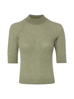 BOSS Damen Strickshirt - Fewe in schilf - Ärmel: Halbarm