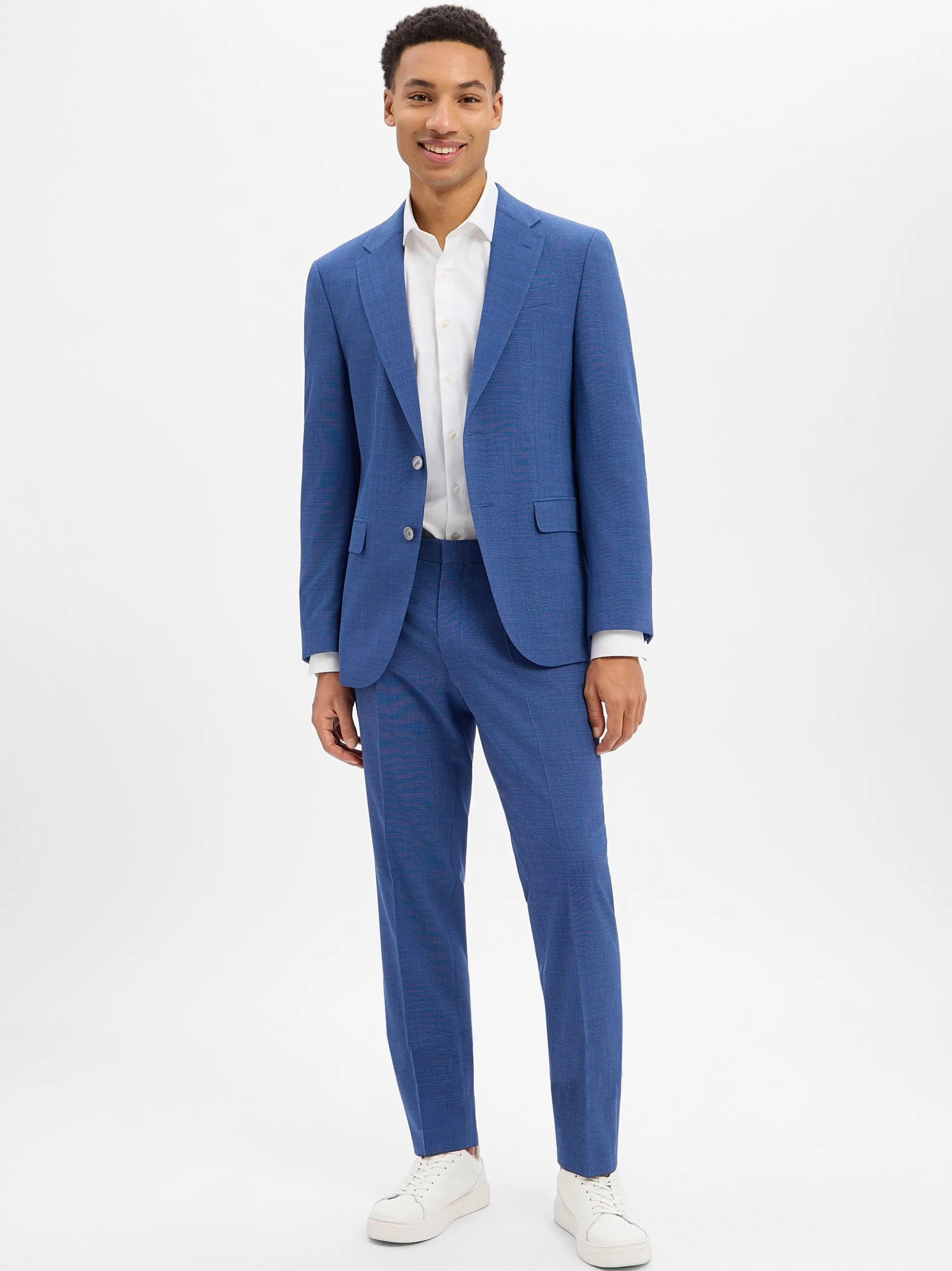 BOSS Herren Baukasten-Hose mit Schurwolle - Leon in blau