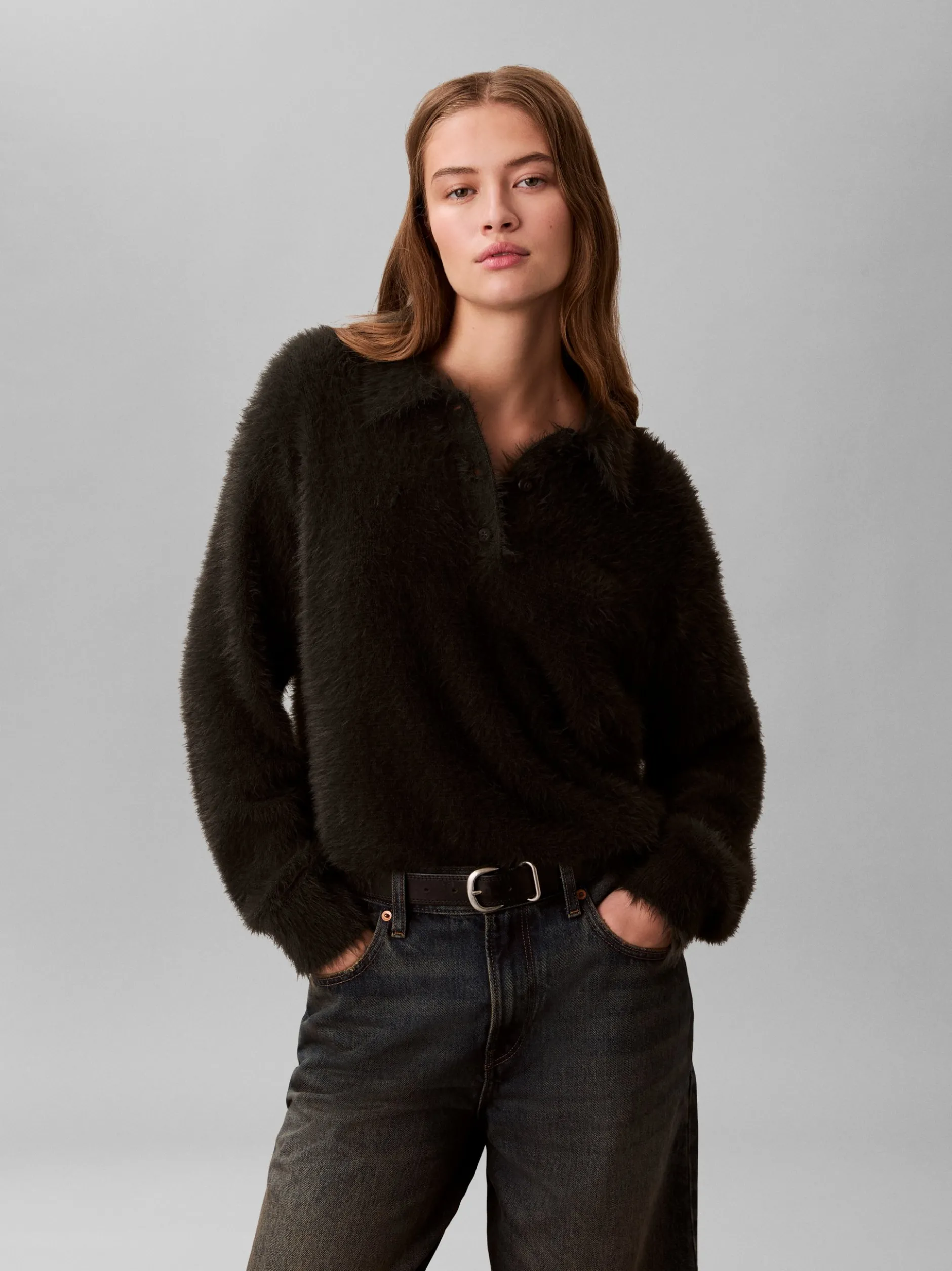 Calvin Klein Jeans Damen Strickpullover in anthrazit