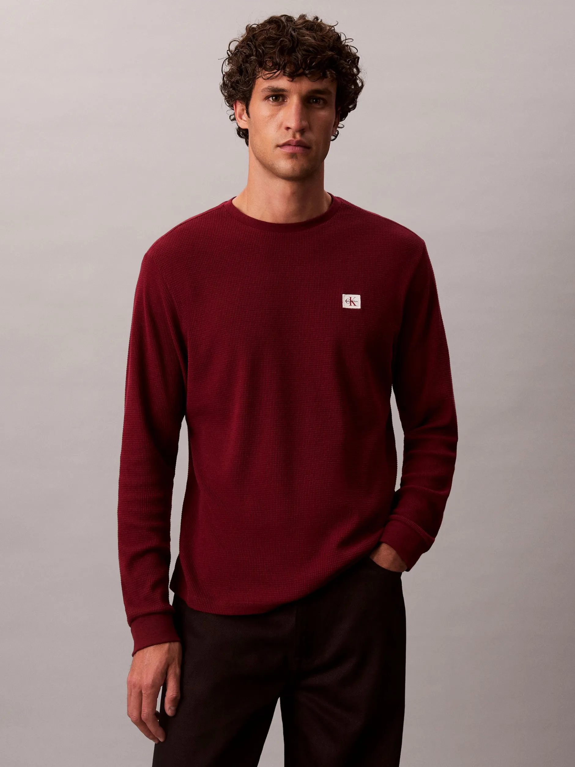Calvin Klein Jeans Herren Langarmshirt in bordeaux