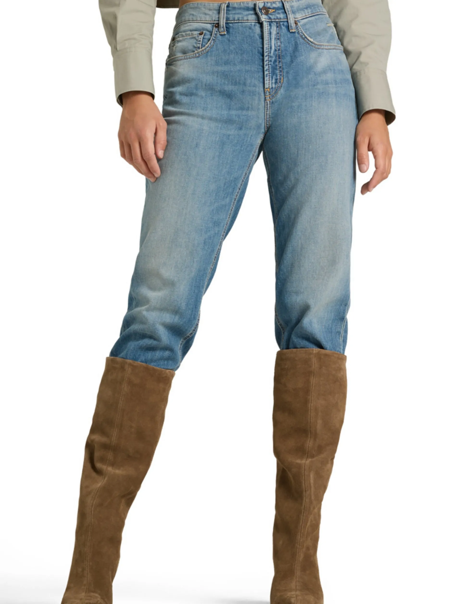 Cambio Damen Jeans - Gini Long in light stone
