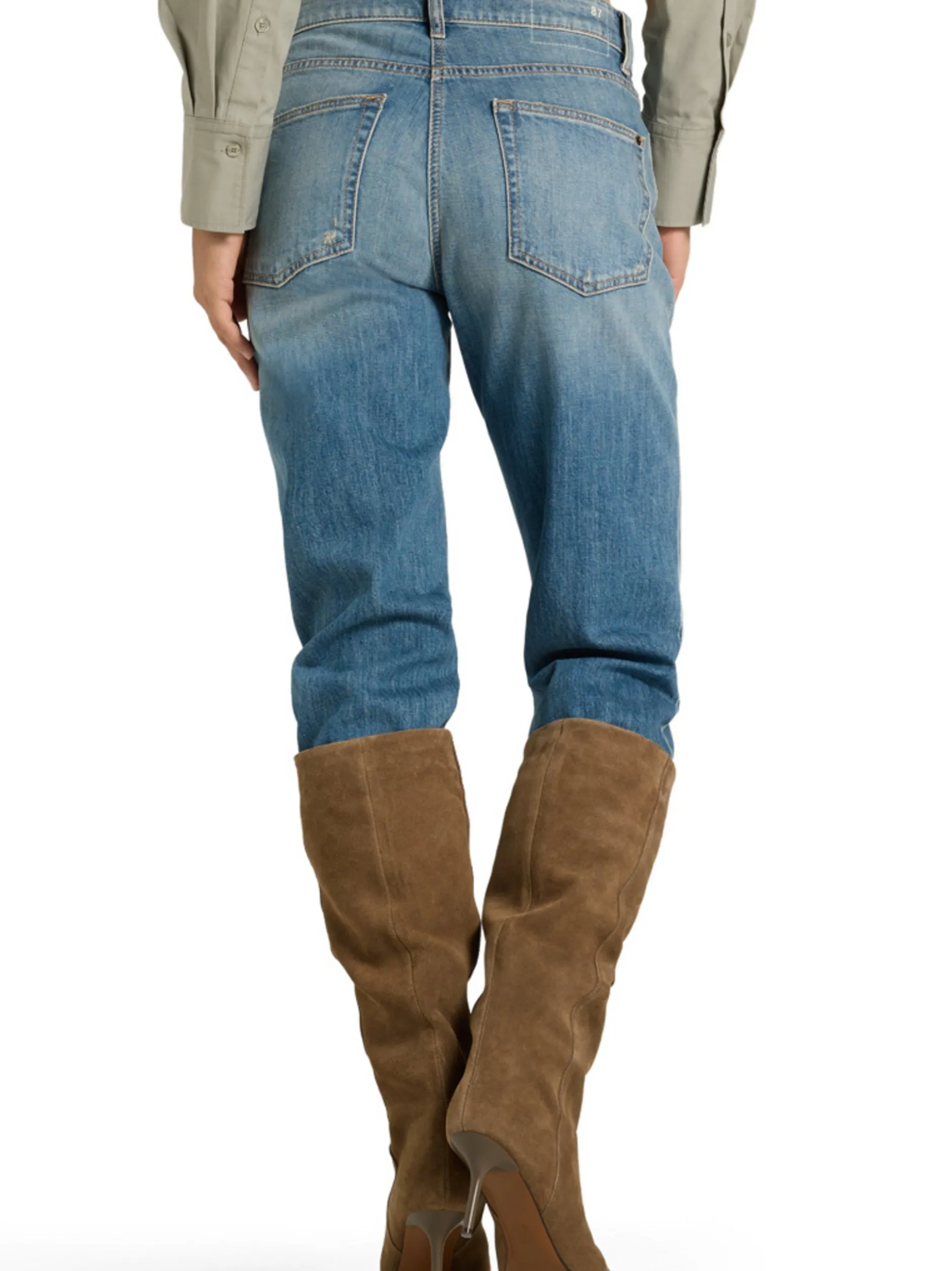 Cambio Damen Jeans - Gini Long in light stone