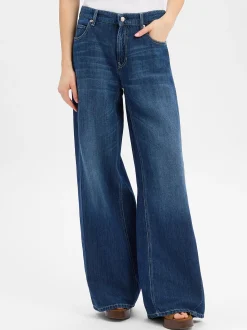Cambio Damen Jeans mit Leinen-Anteil - Palazzo in medium stone
