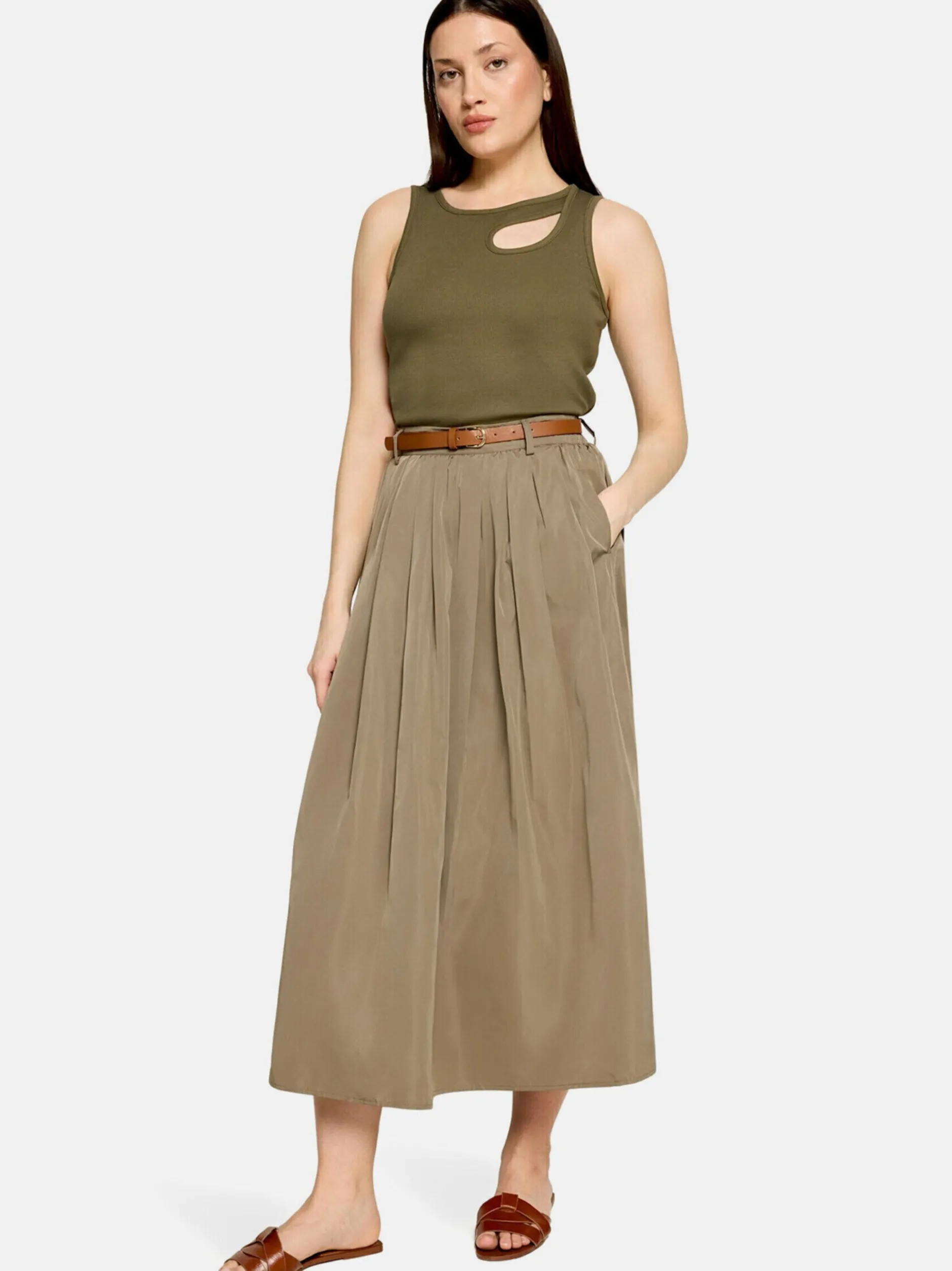 Cartoon Damen A-Linien-Rock in khaki