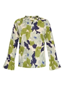 Cartoon Damen Bluse in grün weiß