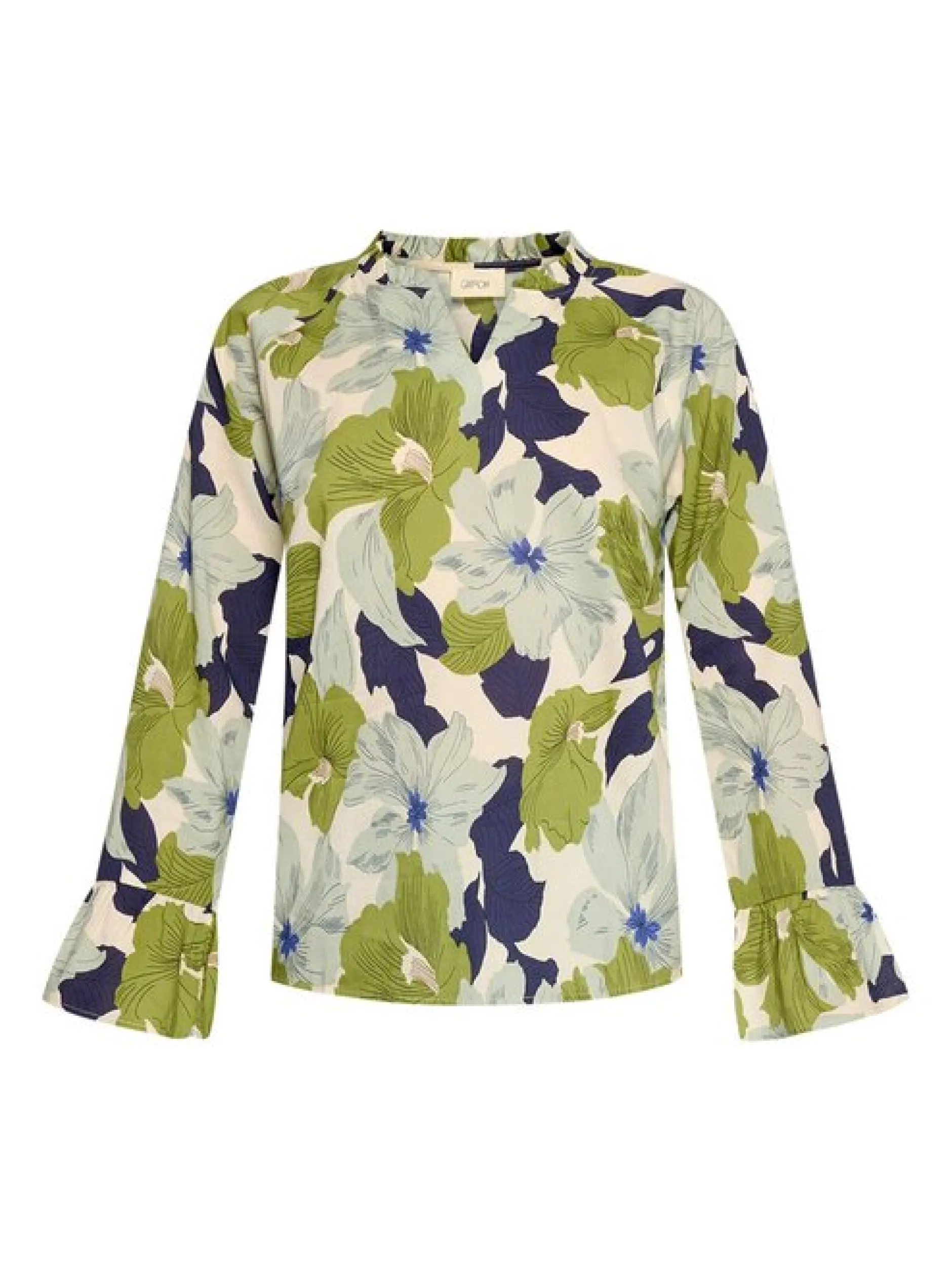 Cartoon Damen Bluse in grün weiß