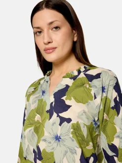 Cartoon Damen Bluse in grün weiß
