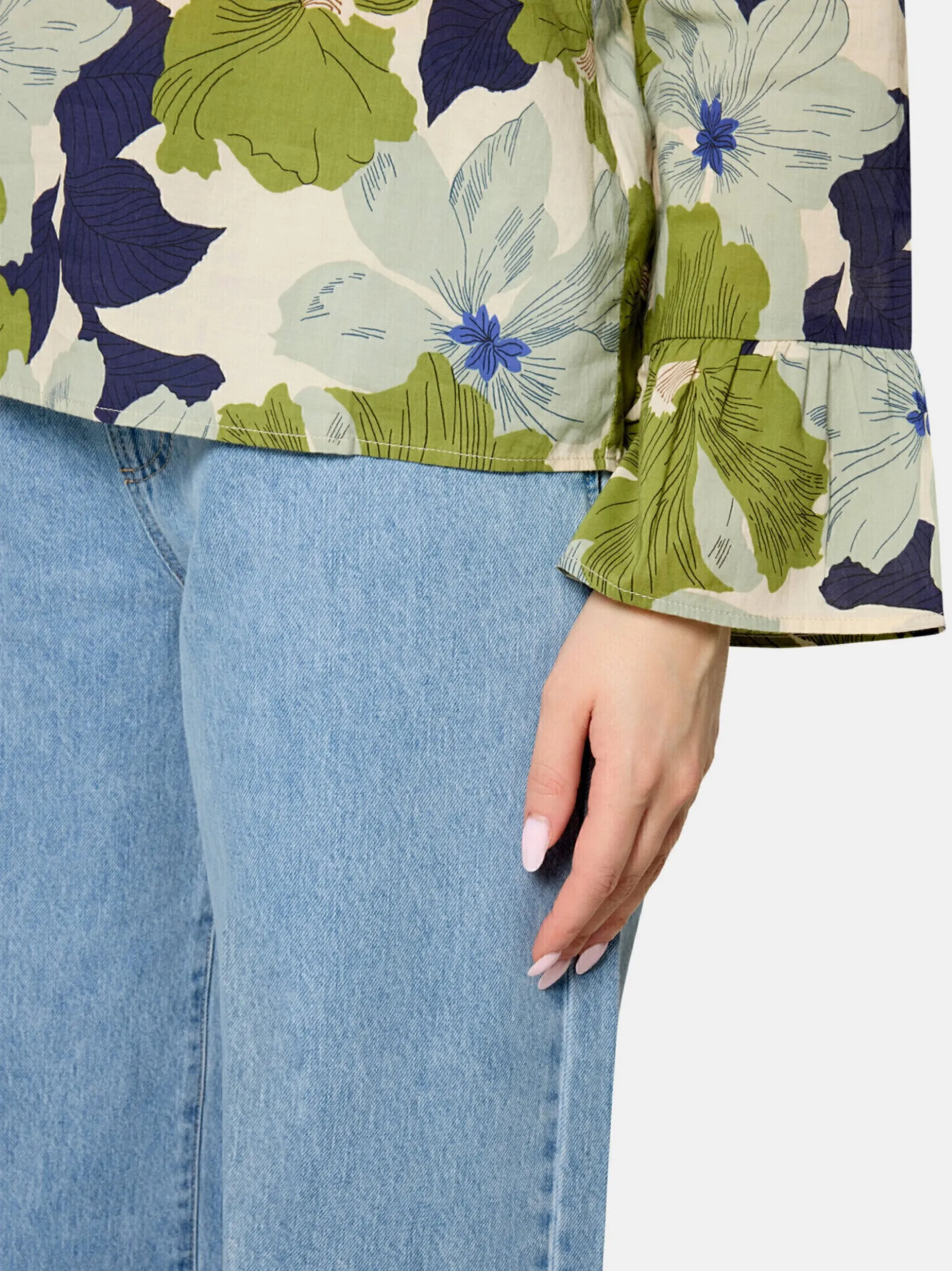 Cartoon Damen Bluse in grün weiß