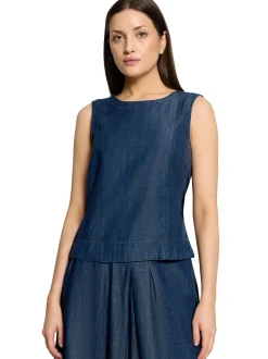 Cartoon Damen Blusentop in denim - Ausschnitt: Rundhals