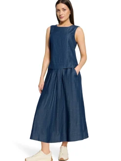Cartoon Damen Blusentop in denim - Ausschnitt: Rundhals