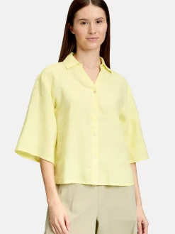 Cartoon Damen Leinenbluse in gelb