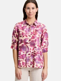 Cartoon Damen Leinenbluse in mehrfarbig