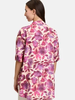 Cartoon Damen Leinenbluse in mehrfarbig