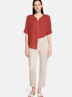 Cartoon Damen Leinenbluse in terra