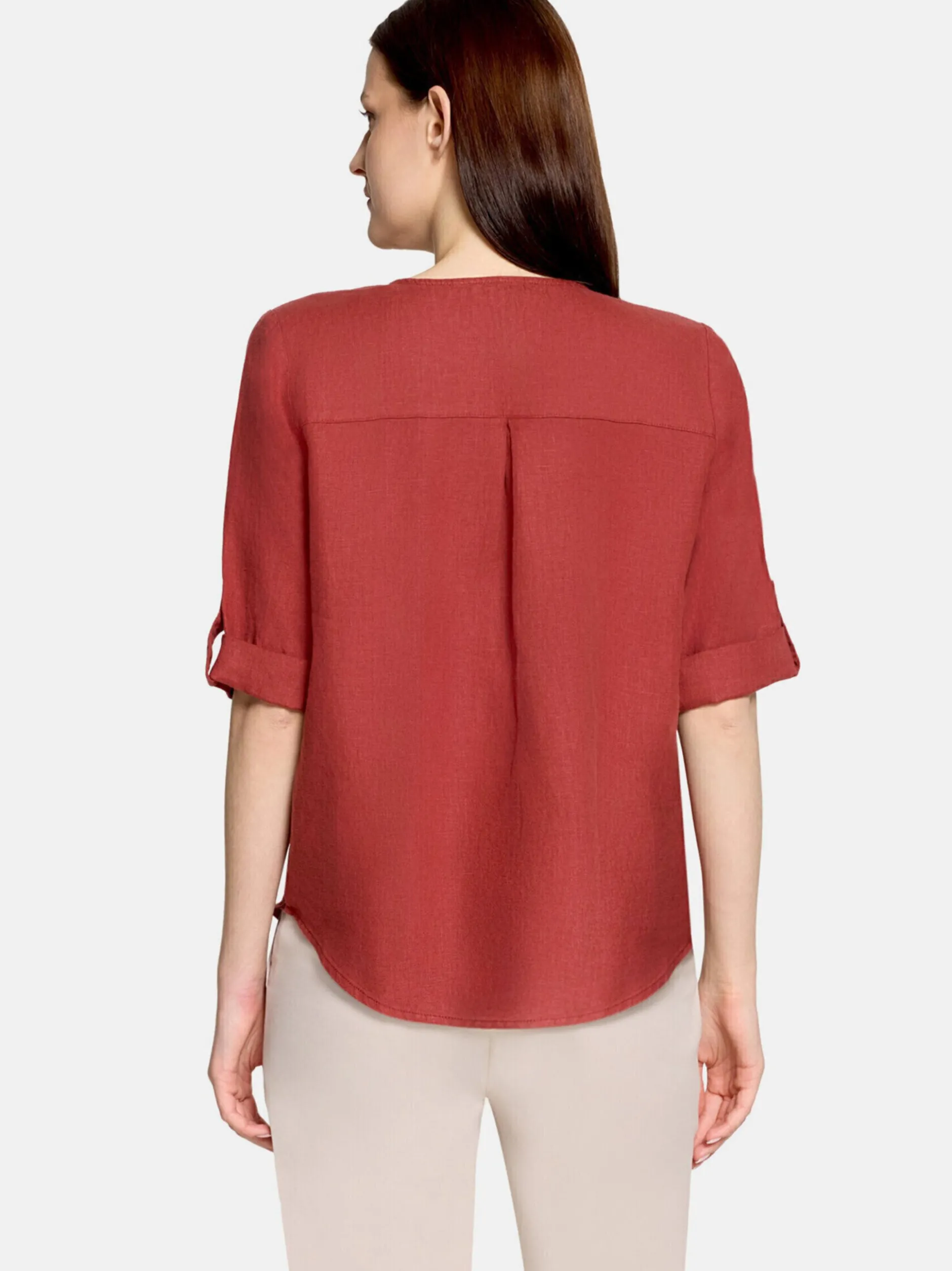 Cartoon Damen Leinenbluse in terra