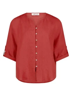 Cartoon Damen Leinenbluse in terra