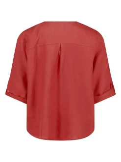 Cartoon Damen Leinenbluse in terra