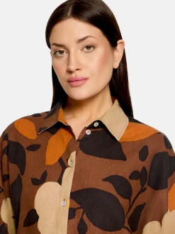 Cartoon Damen Oversize-Bluse in schwarz mehrfarbig