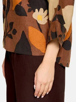 Cartoon Damen Oversize-Bluse in schwarz mehrfarbig