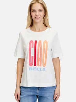 Cartoon Damen Printshirt in weiß mehrfarbig