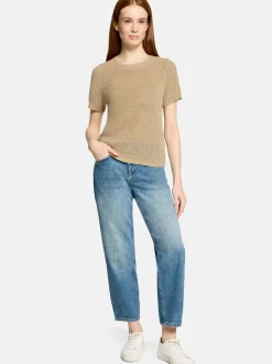 Cartoon Damen Strickpullover in gold