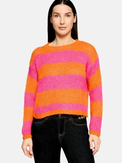 Cartoon Damen Strickpullover in orange mehrfarbig