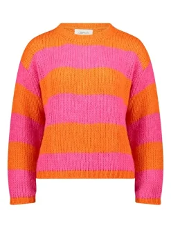 Cartoon Damen Strickpullover in orange mehrfarbig
