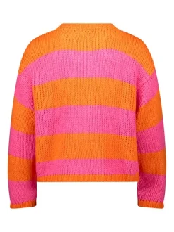 Cartoon Damen Strickpullover in orange mehrfarbig