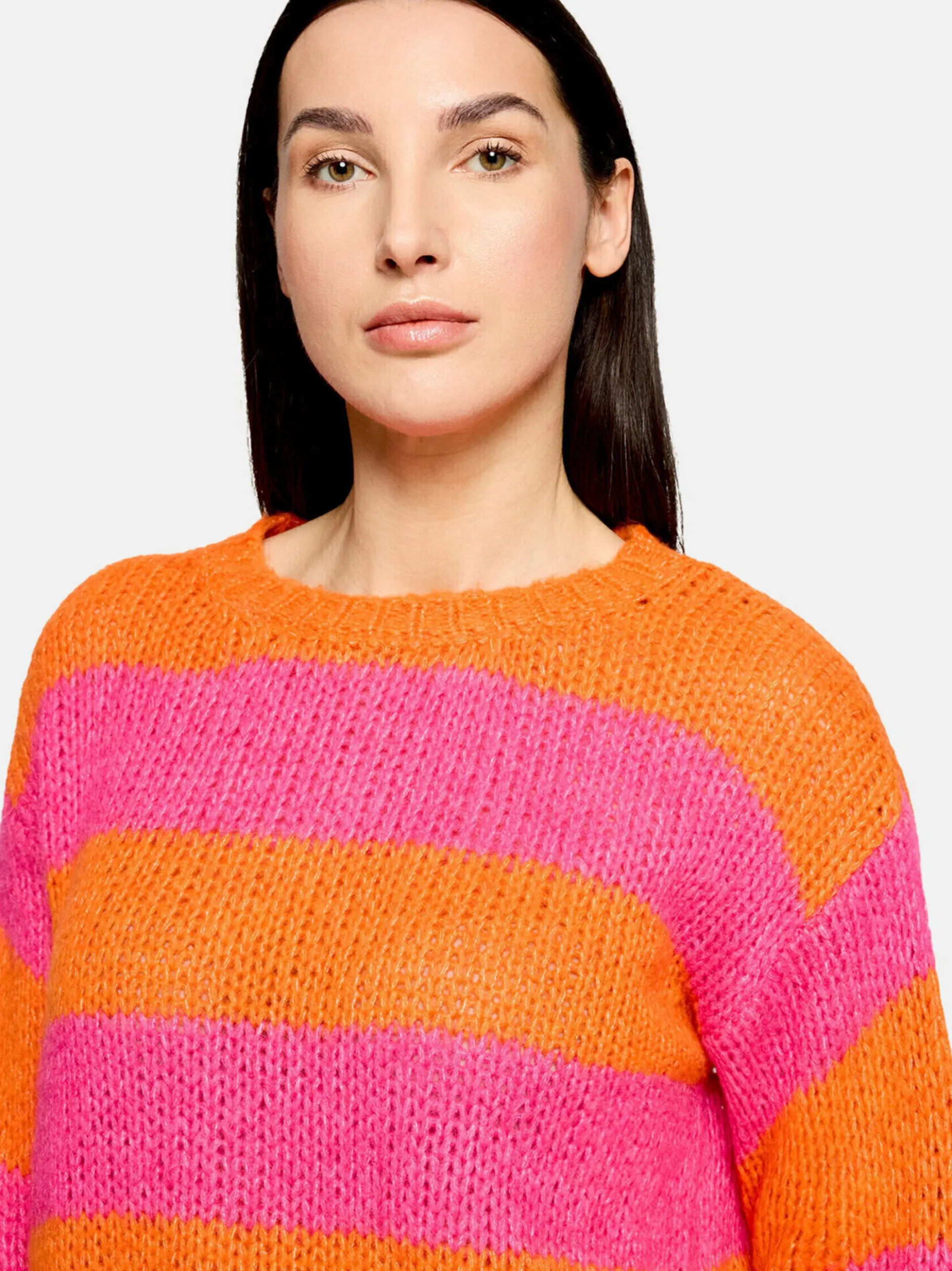 Cartoon Damen Strickpullover in orange mehrfarbig