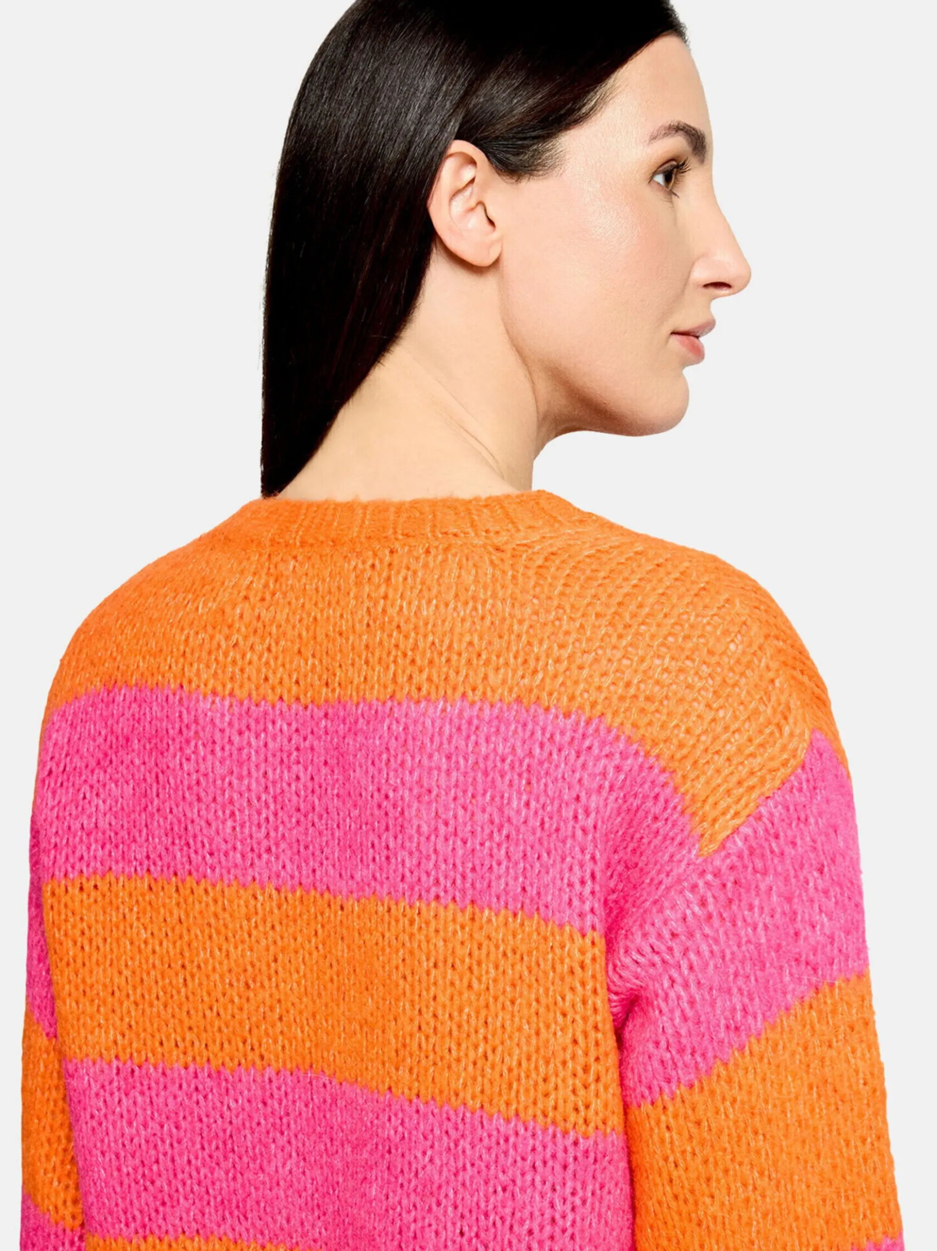 Cartoon Damen Strickpullover in orange mehrfarbig