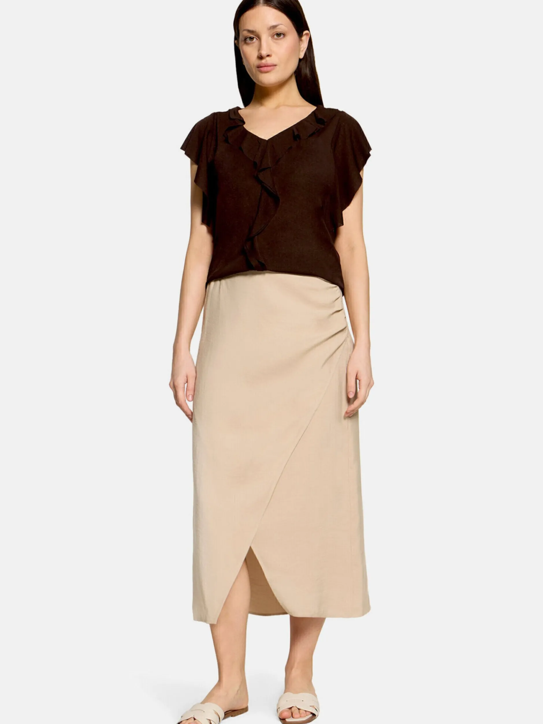Cartoon Damen Wickelrock in beige gold